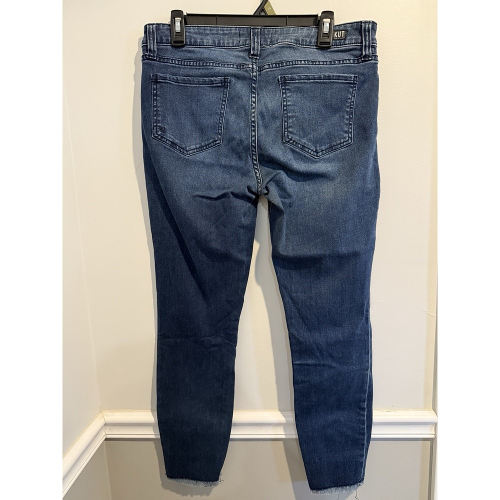 Kut from the Kloth Connie ankle skinny raw hem jeans Women's Hem Dark Wash 12 - Picture 8 of 12